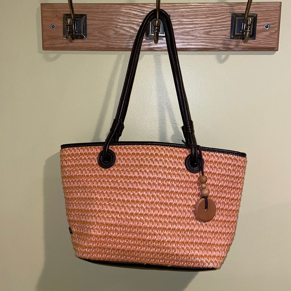 CL America Classic Woven and Faux Leather Handbag Purse Shoulder Bag 12”…